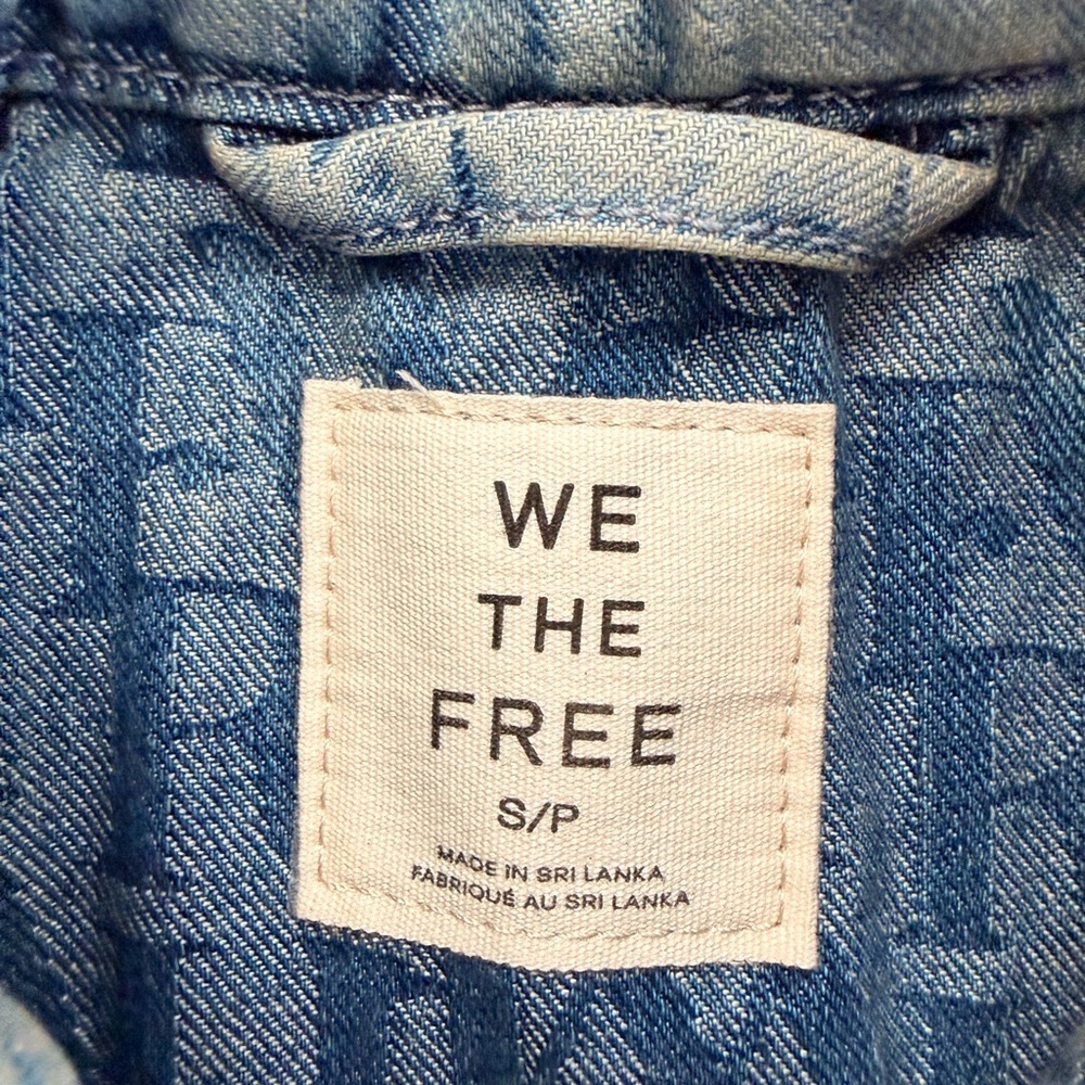 Free People NWT We the Free Jacquard Letters denim Jacket Loose Baggy Fit Medium - Picture 11 of 15